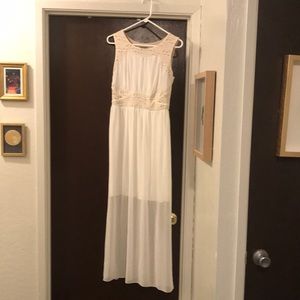 White and nude lace and sheer dress by ENFOCUS Studio